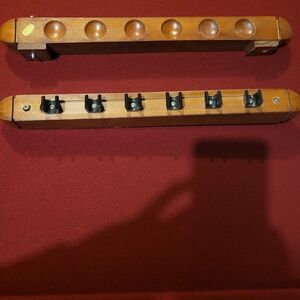 Elegant Brown Wooden Cue Rack for Game Room